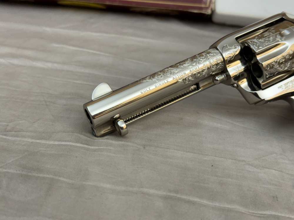 LNIB 1988 Colt SAA Engraving Sampler .45colt Ivory Grips Nickel Finish-img-3