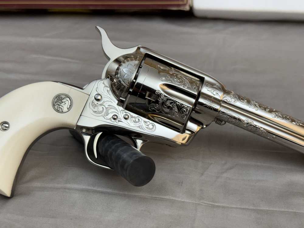 LNIB 1988 Colt SAA Engraving Sampler .45colt Ivory Grips Nickel Finish-img-10