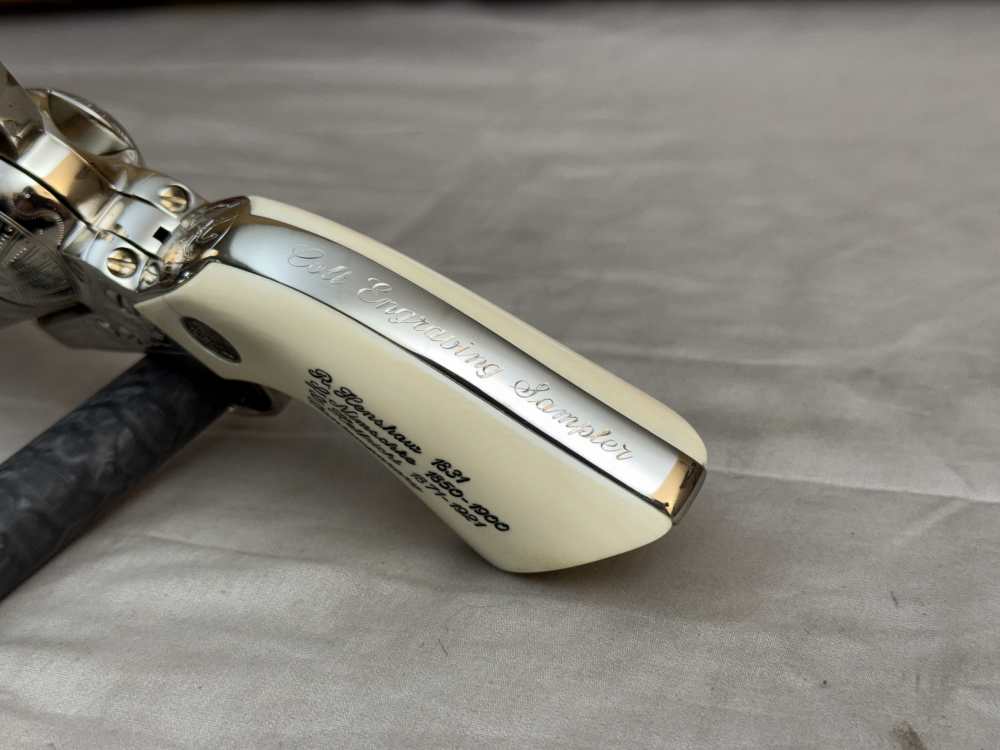 LNIB 1988 Colt SAA Engraving Sampler .45colt Ivory Grips Nickel Finish-img-7