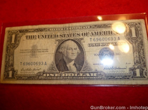 Silver Certificate One Dollar Bill 1957 Circulated-img-2