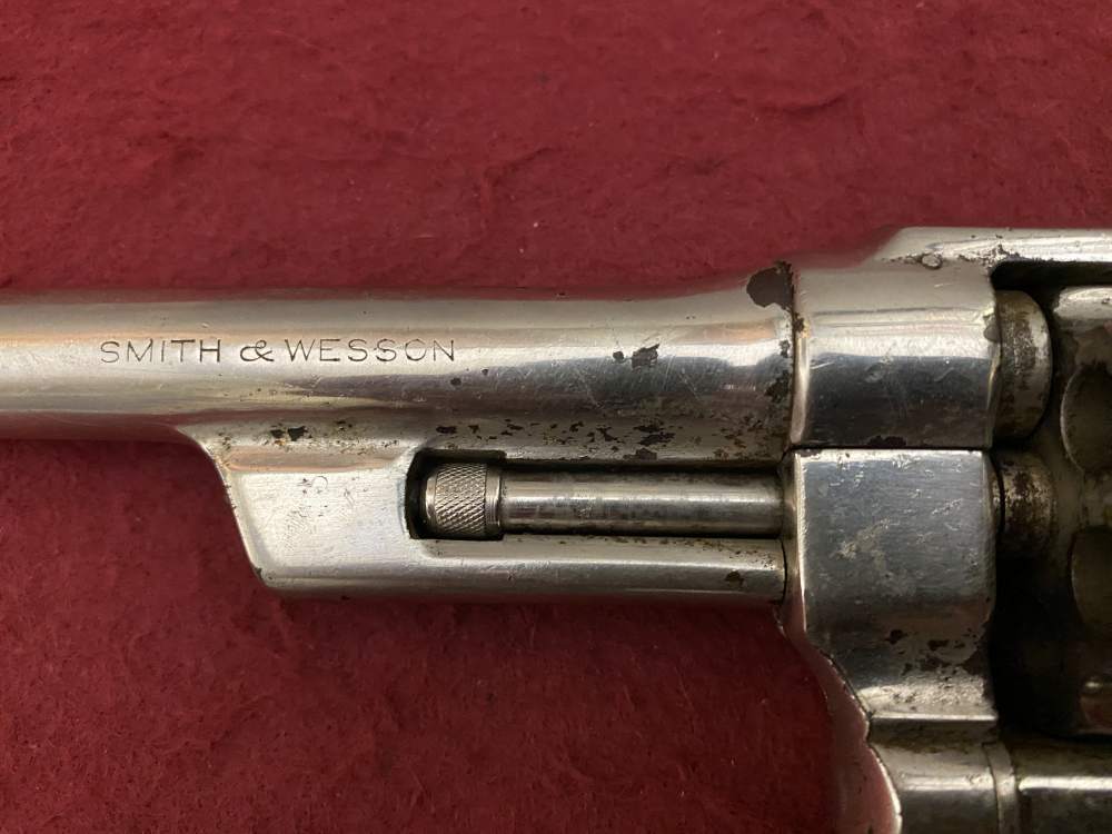 Rare Smith & Wesson Prewar Outdoorsman .38/44 .38 spl 6.5" Nickel 1932-img-40
