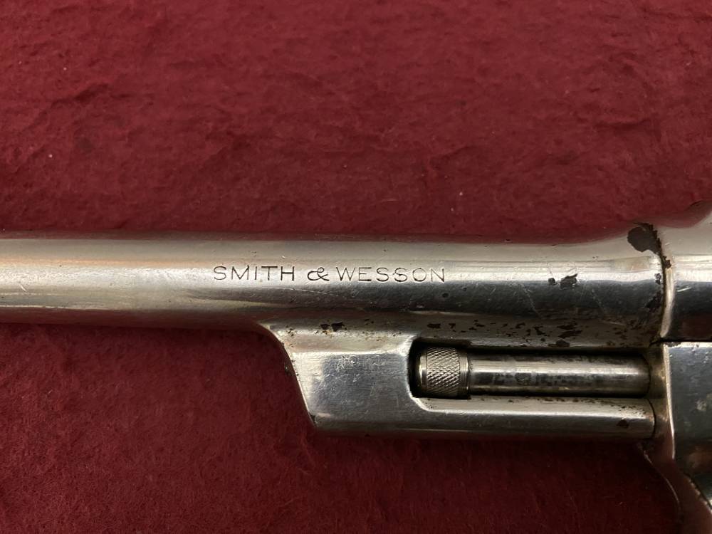 Rare Smith & Wesson Prewar Outdoorsman .38/44 .38 spl 6.5" Nickel 1932-img-42