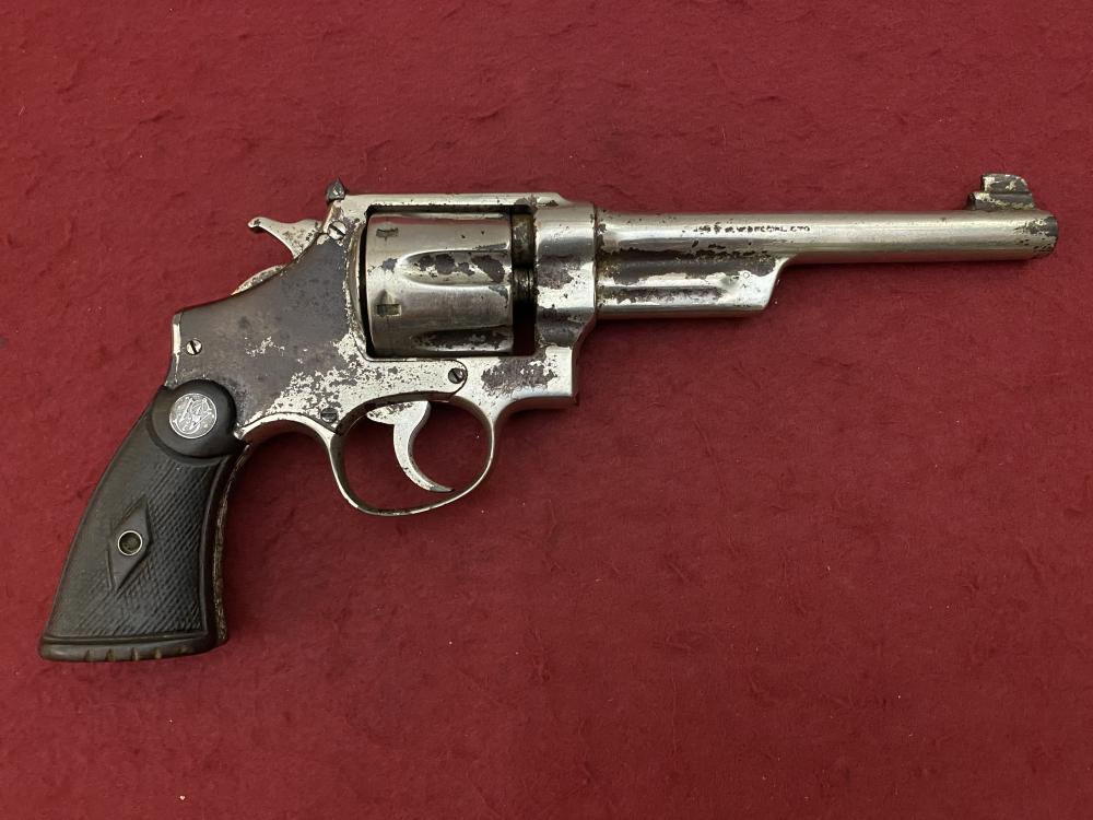 Rare Smith & Wesson Prewar Outdoorsman .38/44 .38 spl 6.5" Nickel 1932-img-0