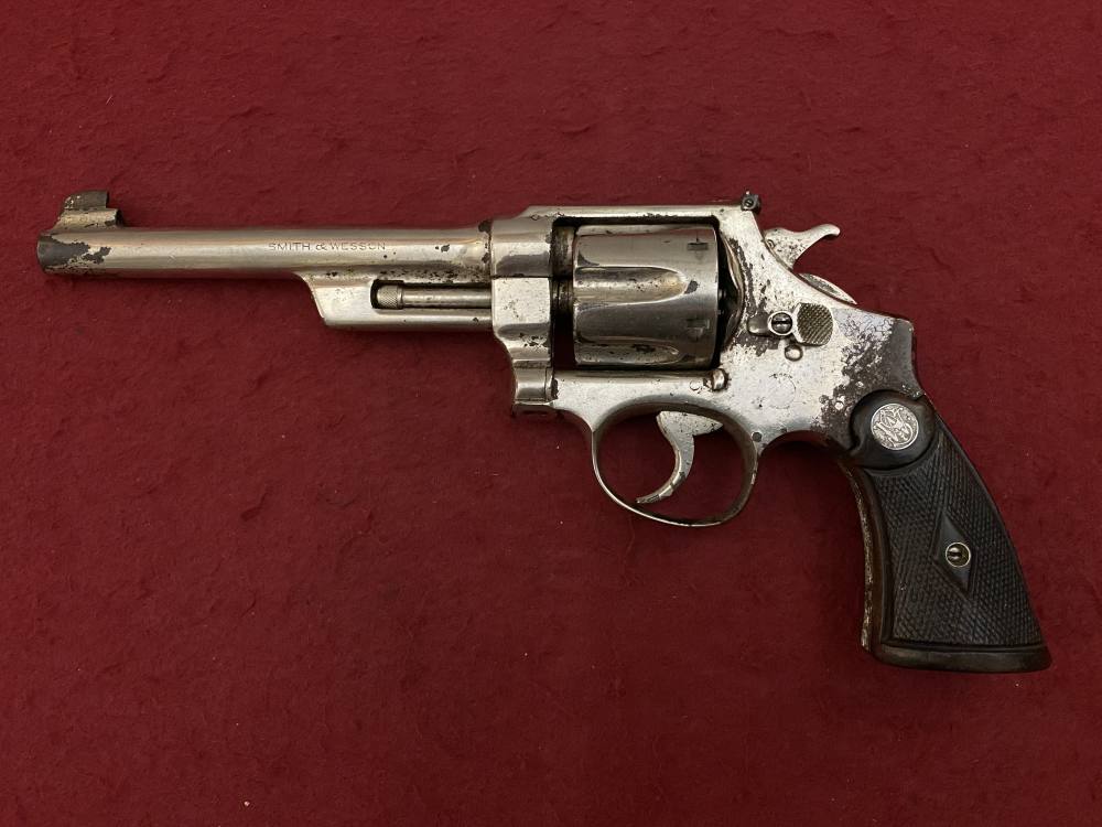 Rare Smith & Wesson Prewar Outdoorsman .38/44 .38 spl 6.5" Nickel 1932-img-1