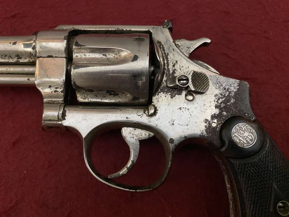 Rare Smith & Wesson Prewar Outdoorsman .38/44 .38 spl 6.5" Nickel 1932-img-28