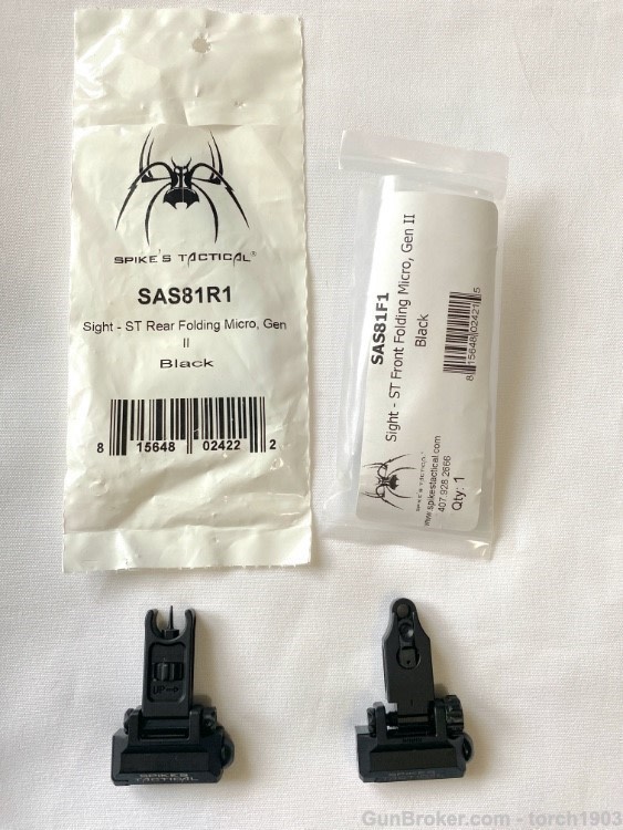 Spike’s Tactical Front & Rear Micro Folding Sights, Gen II Black AR15-img-0