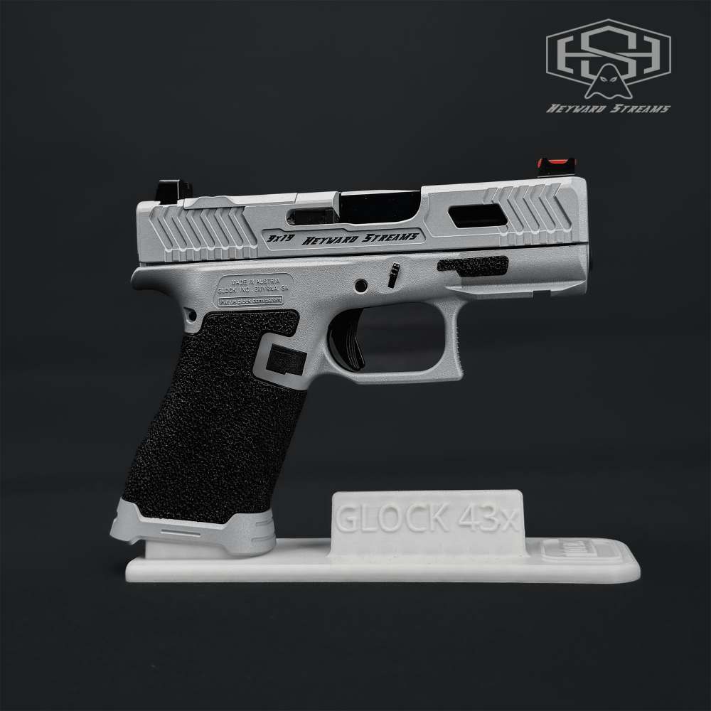 Glock 43X Custom 9mm – OEM Slide Cut | RMR Ready | Crushed Silver Cerakote -img-2