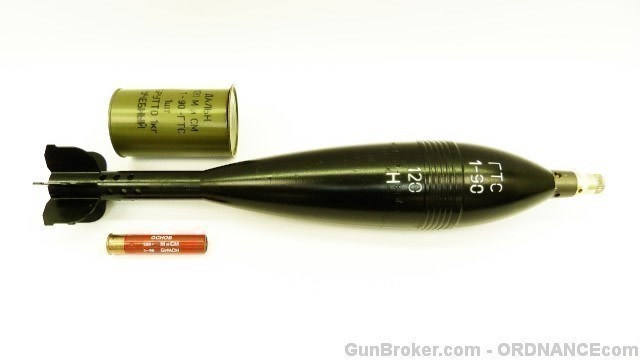 Soviet 120mm HE Mortar Round Bomb Shell inert MINT-img-0
