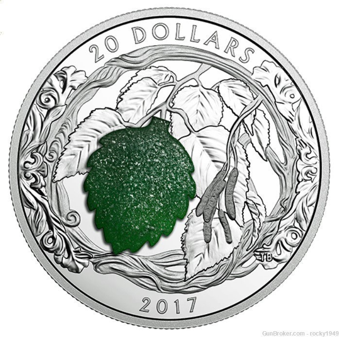 2017 - Canada $ 20.00 - BRILLIANT BIRCH LEAVES with DRUSY STONE-img-0