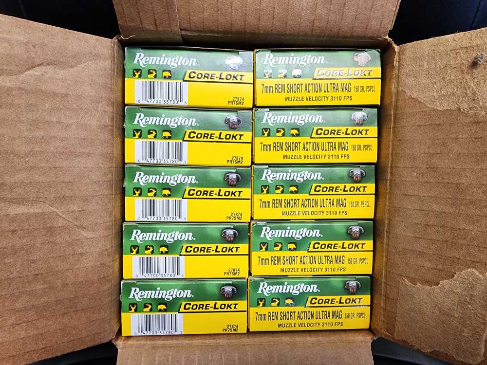 200 RDS REMINGTON 7MM REM SHORT ACTION ULTRA MAG 150 GRAIN CORE-LOKT PSP SP-img-2