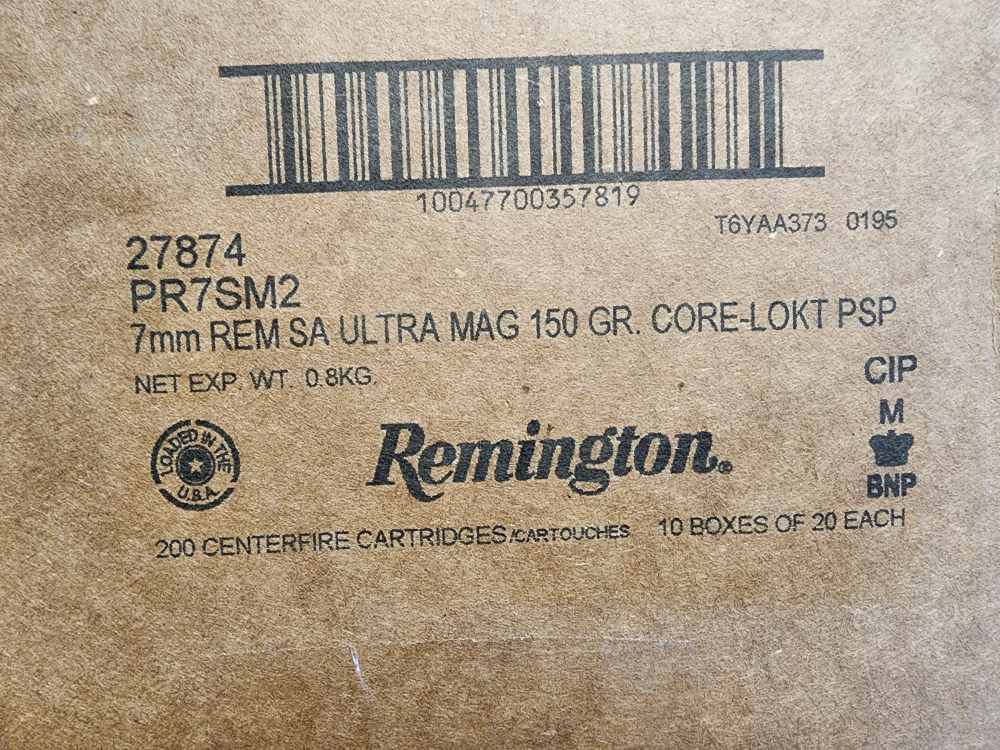 200 RDS REMINGTON 7MM REM SHORT ACTION ULTRA MAG 150 GRAIN CORE-LOKT PSP SP-img-1