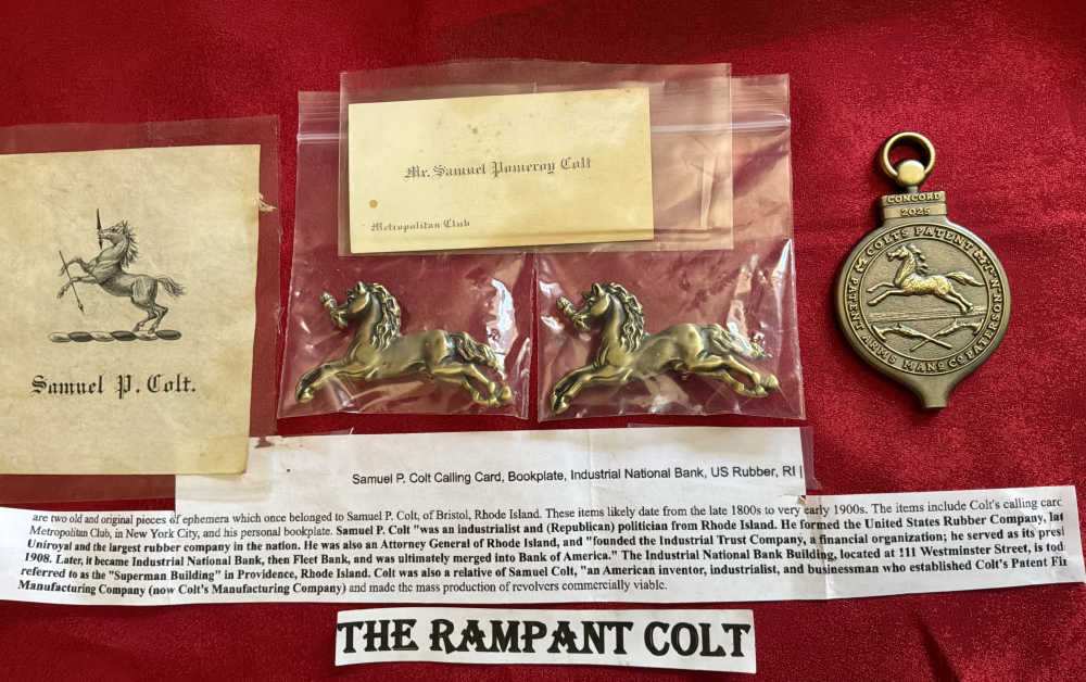 Samuel Pomroy Colt Calling Card Book Plate 2 Gold Pins 1 2025 CCA Medal-img-0