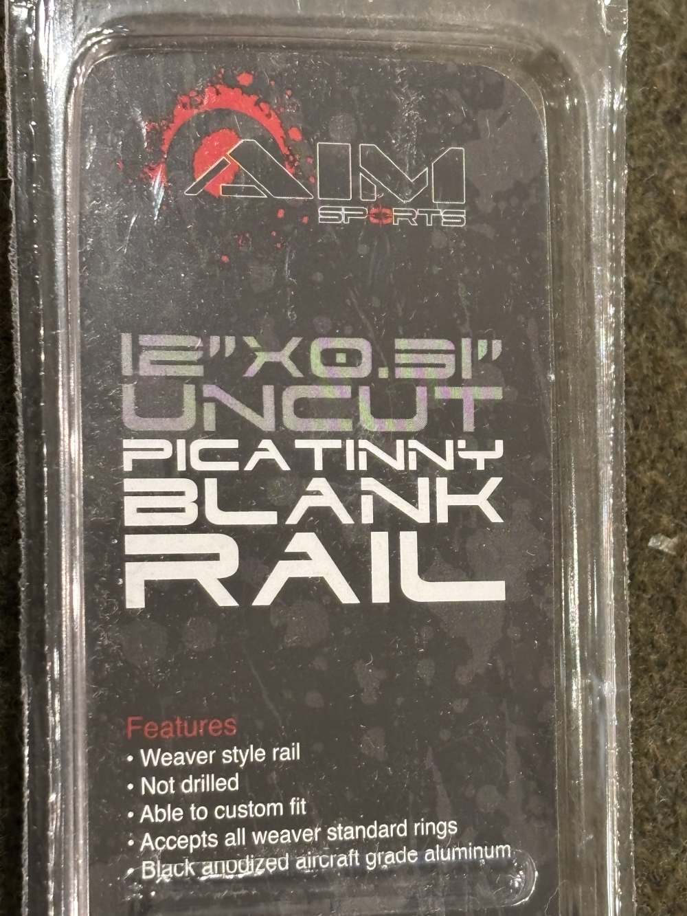 New Old Stock - Aim Sports 12” X .31” Uncut Picatinny Blank Rail -Excellent-img-4