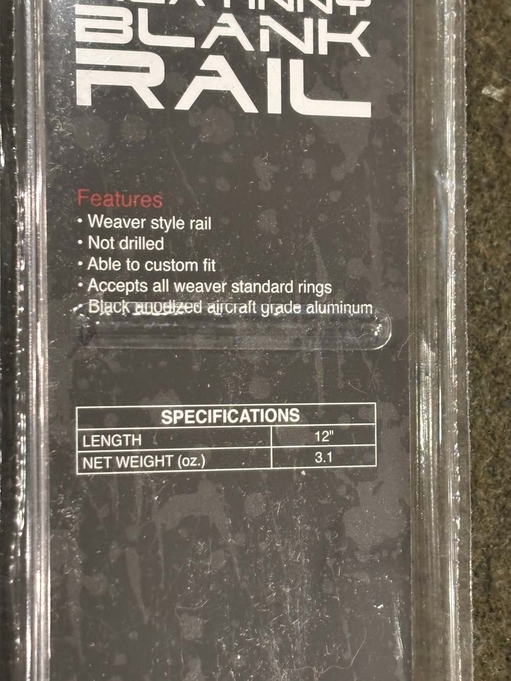 New Old Stock - Aim Sports 12” X .31” Uncut Picatinny Blank Rail -Excellent-img-5