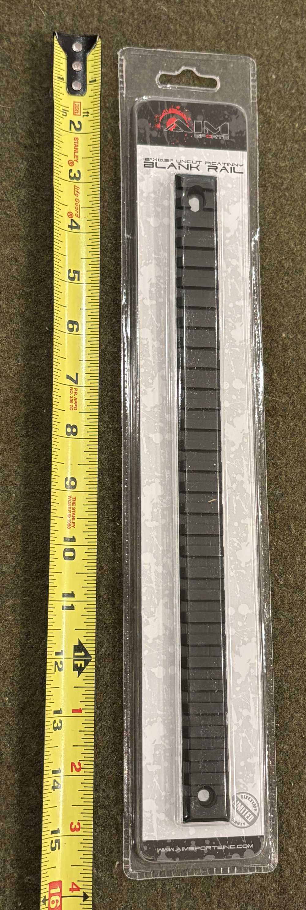 New Old Stock - Aim Sports 12” X .31” Uncut Picatinny Blank Rail -Excellent-img-0
