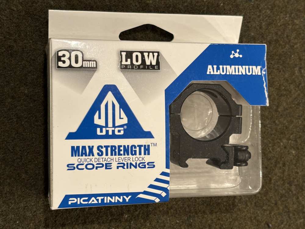 New Old Stock - UTG Max Strength QD Lever Lock 30mm Scope Rings - Excellent-img-0