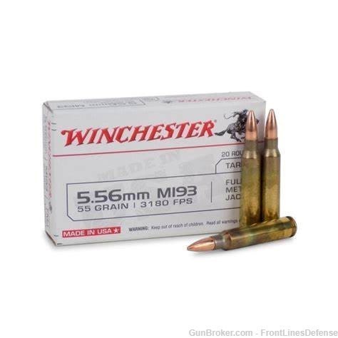 Winchester 55 Grain 5.56 FMJ (20 round) ammo -img-0