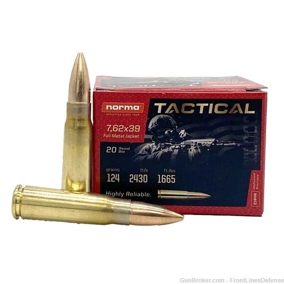 Norma 124 Grain 7.62x39 FMJ Ammo (20 rounds ) -img-0
