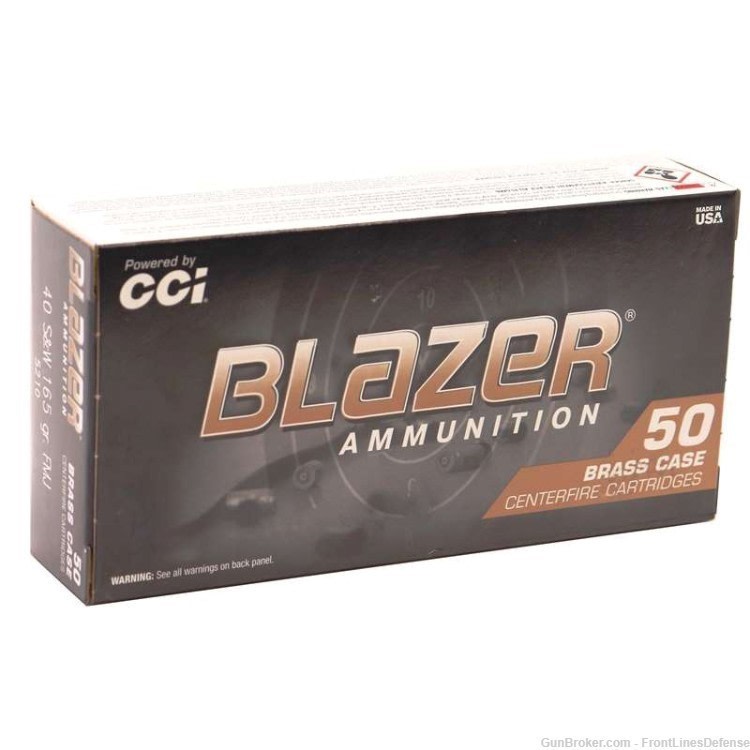 Blazer 40 S&W FMJ (50 rounds) (Brass Cased) ammo (165 grain) -img-0