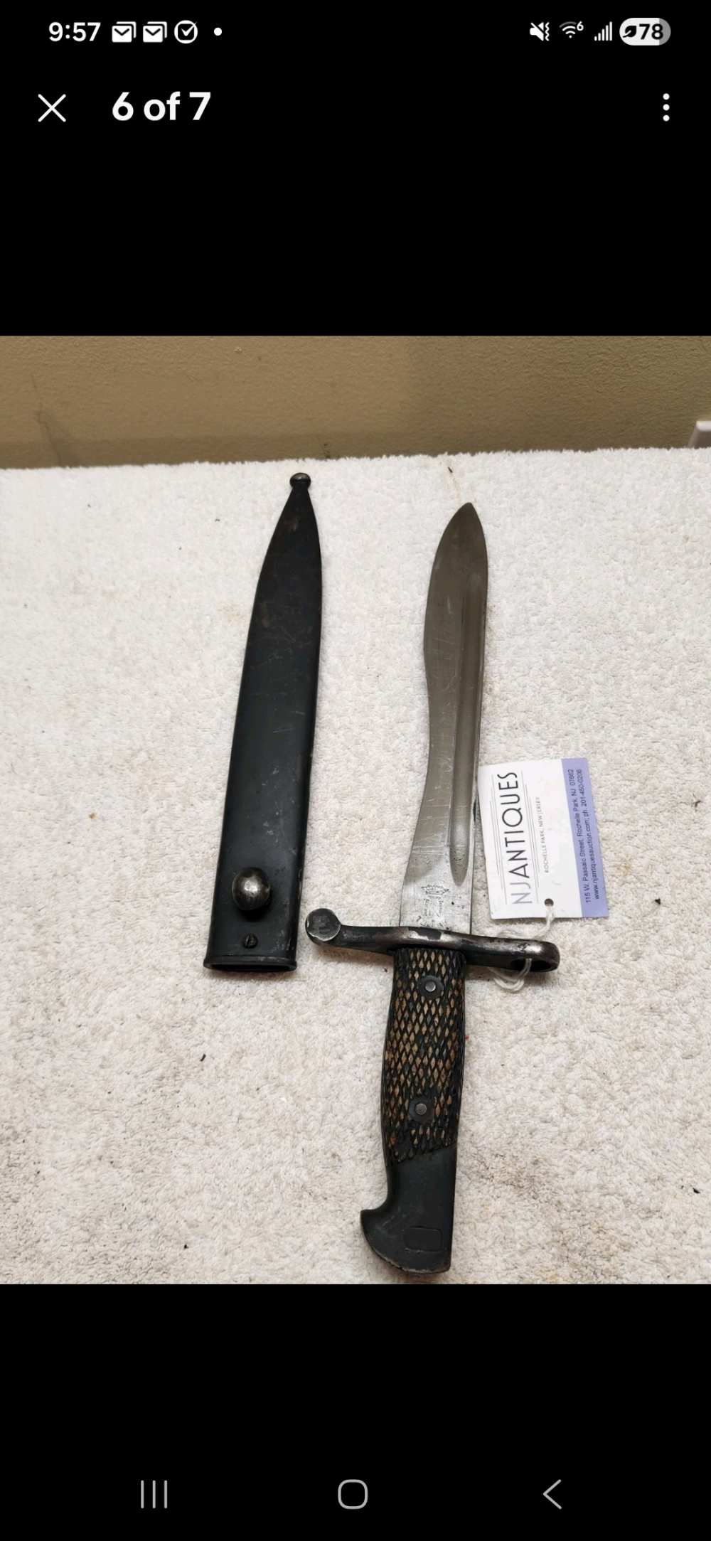Spanish Model 1893 Mauser Bayonet with Toledo Marked Blade and Steel Scabba-img-5