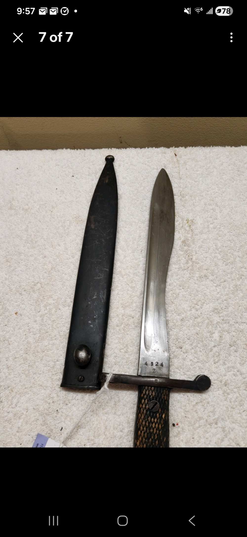 Spanish Model 1893 Mauser Bayonet with Toledo Marked Blade and Steel Scabba-img-6