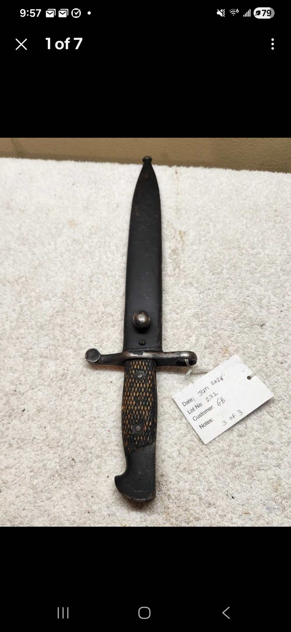 Spanish Model 1893 Mauser Bayonet with Toledo Marked Blade and Steel Scabba-img-0