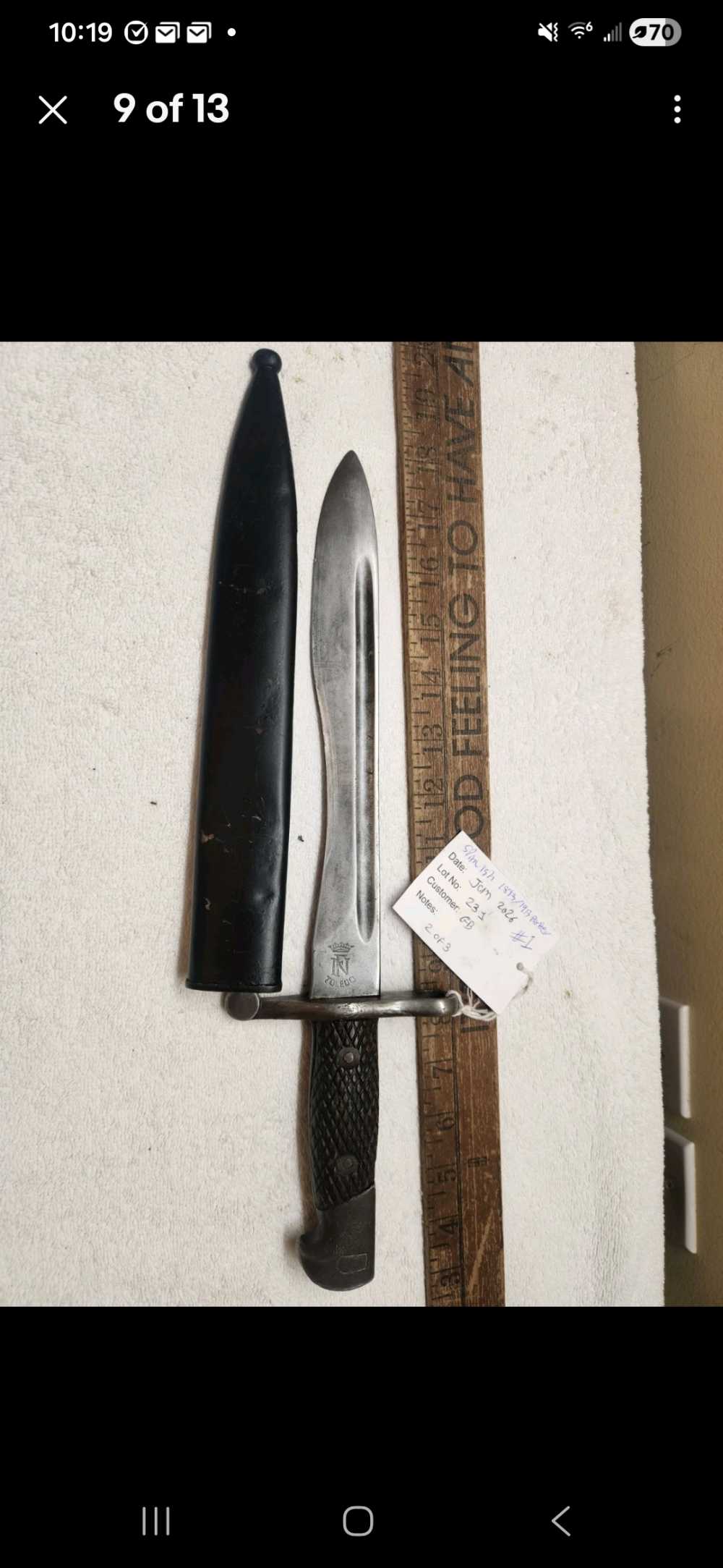 Spanish M1941 Bolo Bayonet FN Toledo Crown Crest M43 Mauser Original Scabba-img-8