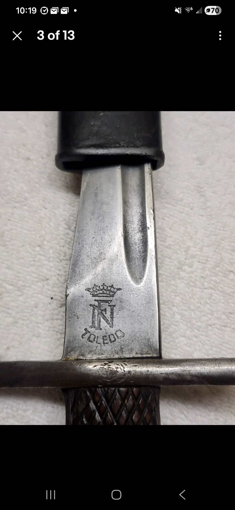 Spanish M1941 Bolo Bayonet FN Toledo Crown Crest M43 Mauser Original Scabba-img-2