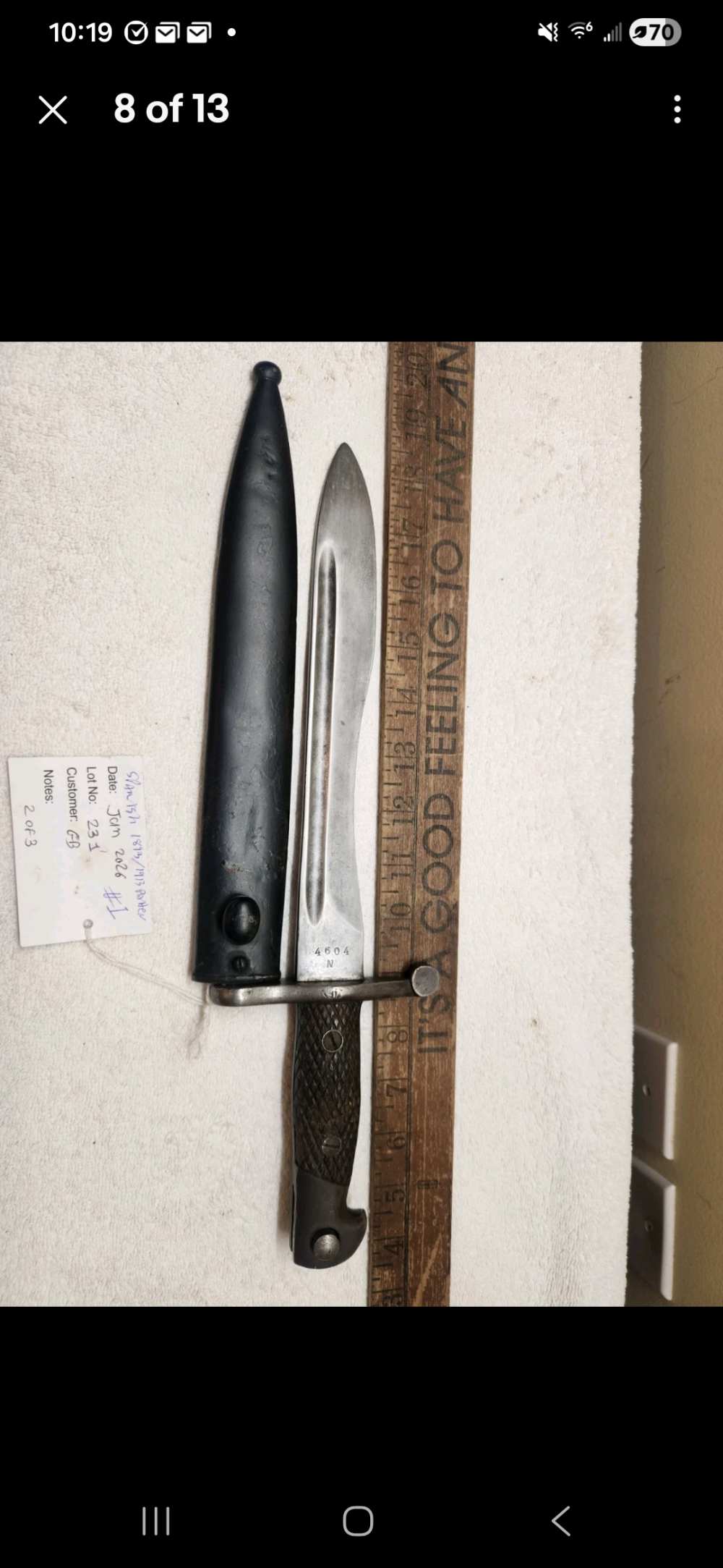 Spanish M1941 Bolo Bayonet FN Toledo Crown Crest M43 Mauser Original Scabba-img-7