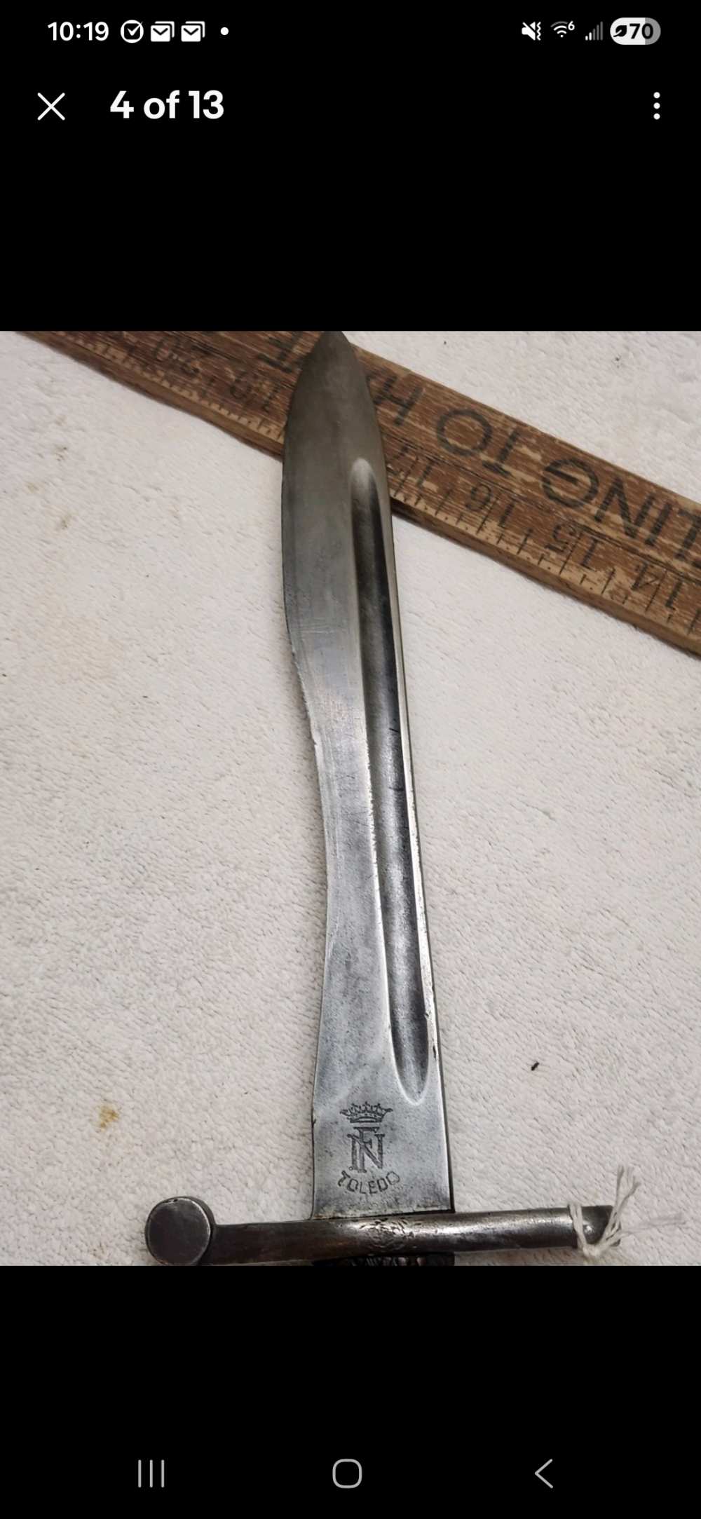 Spanish M1941 Bolo Bayonet FN Toledo Crown Crest M43 Mauser Original Scabba-img-3