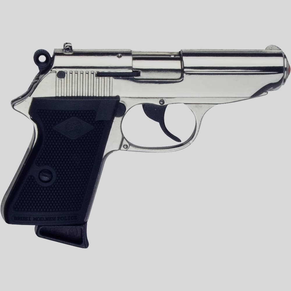 James Bond Style Replica Nickel 9MM Blank Firing Automatic Gun Pistol-img-0
