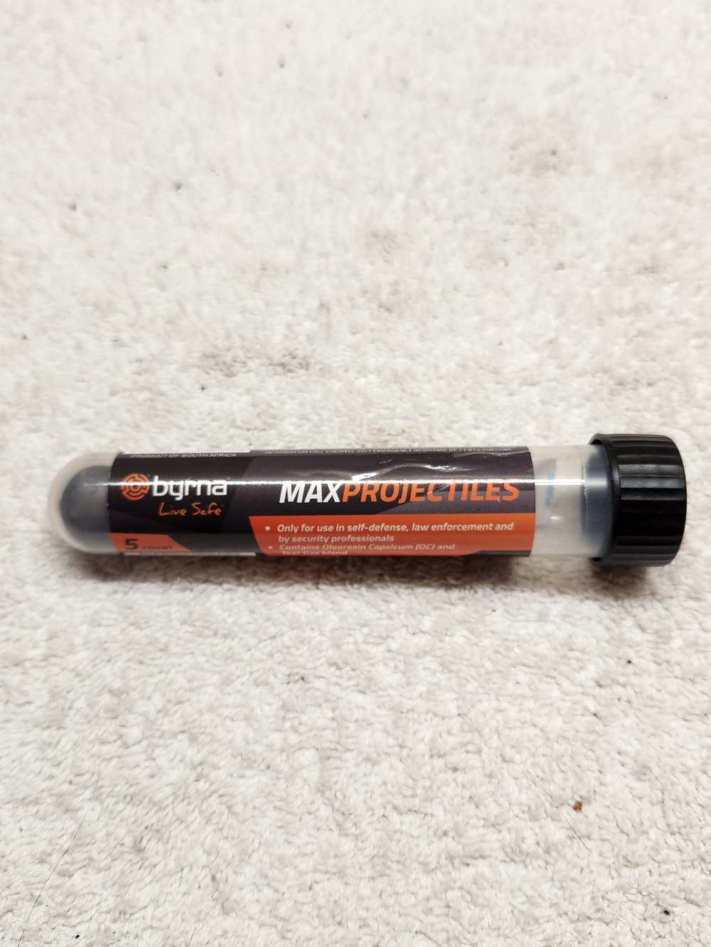 Byrna Max Projectiles OC Pepper Ball Ammo 5 Count Tube Less Lethal .68 Cal-img-0
