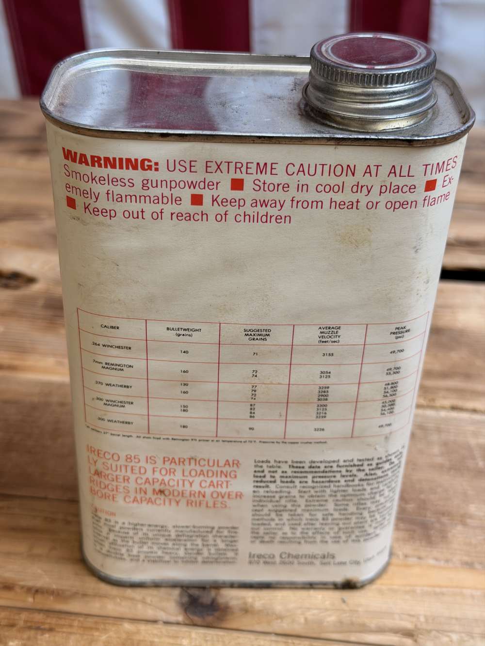 IRECO 85 Smokeless Rifle Powder  1 lb. Can Vintage Reloading Powder-img-2