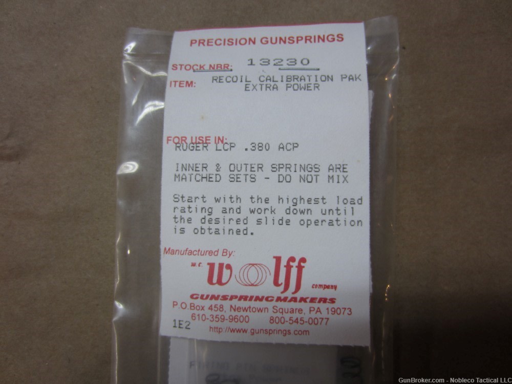 Ruger LCP and LCP II .380 ACP Calibration Pak Extra Wolff Springs 13230-img-1
