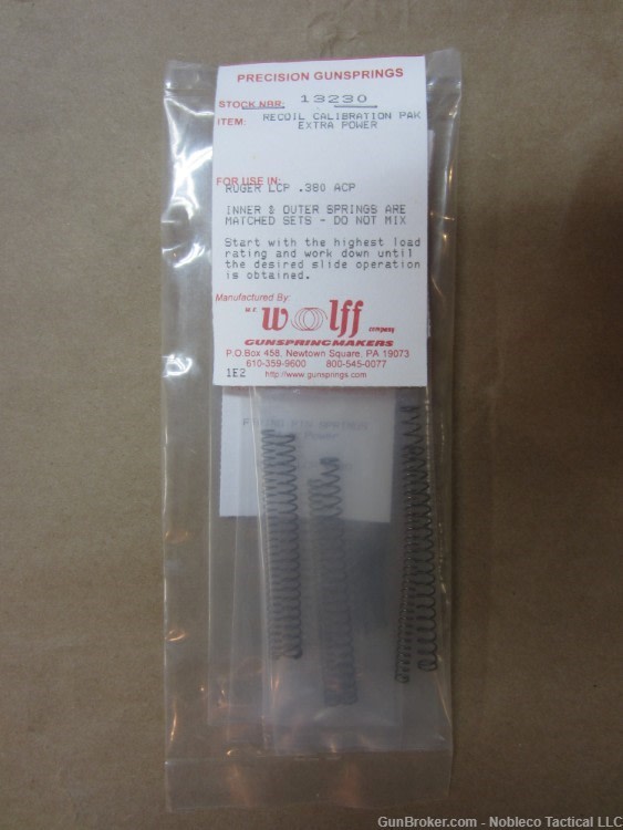 Ruger LCP and LCP II .380 ACP Calibration Pak Extra Wolff Springs 13230-img-2