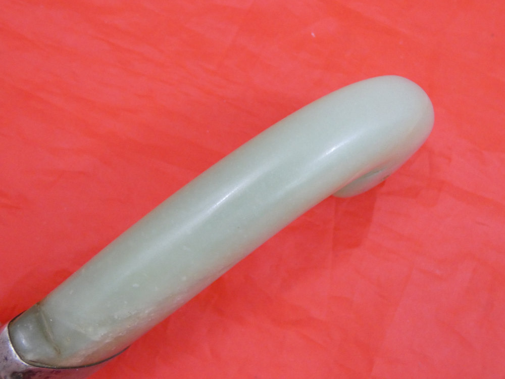 PRECIOUS ANTIQUE MUGHAL JADE NEPHRITE SWORD HILT SILVER MOUNTED dagger 18c-img-10