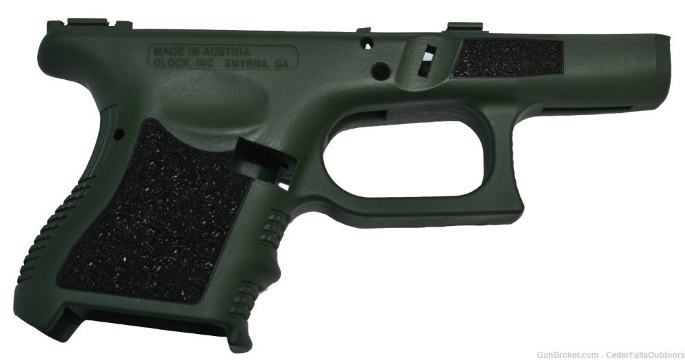 Glock 26 Gen 3 Frame Highland Green Cerakote Lava stippled Laser engraving-img-1