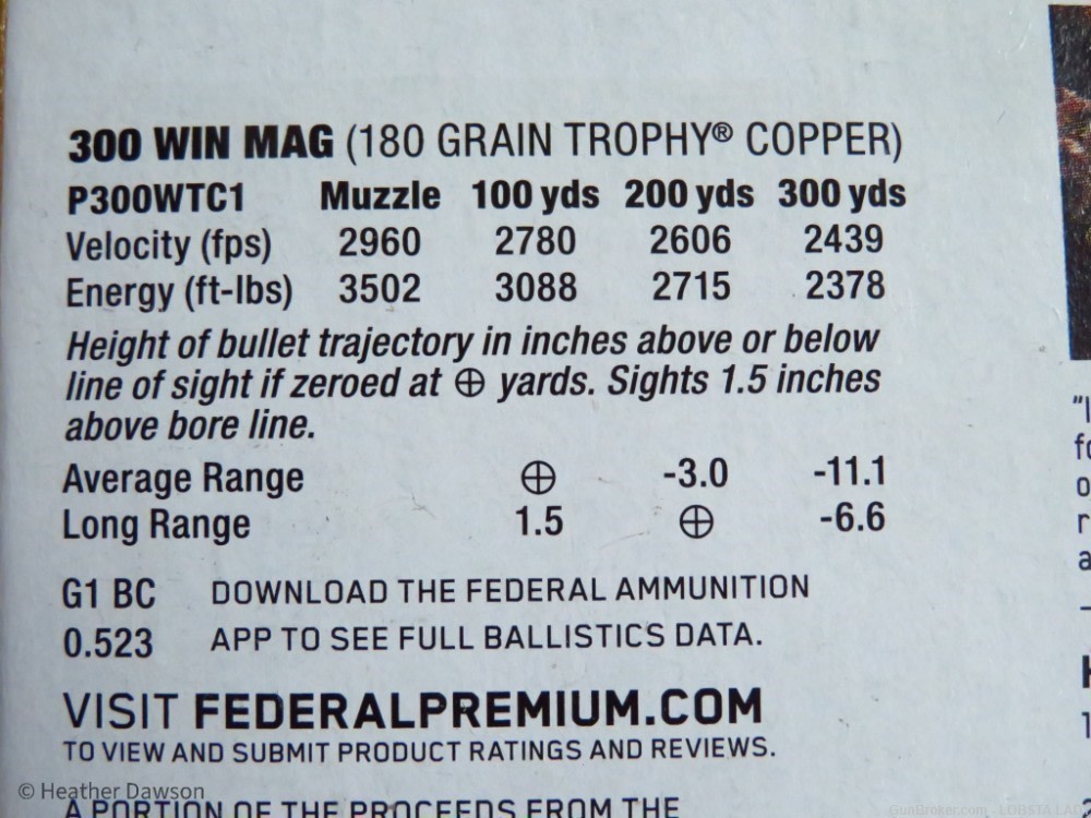 300 WIN MAG 180 grain FEDERAL PREMIUM TROPHY COPPER MEAT EATER P300WTC1-img-1