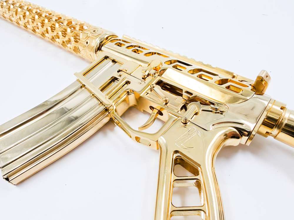 IRONFIST ARMAMENT FULL CUSTOM 24KT GOLD PLATED SKELTONIZED AR15-img-2