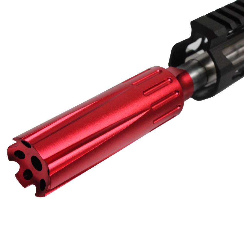 TACBRO Red Anodized AR15 Linear Comp 1/2"x28 Muzzle Brake For .223 .22LR-img-5