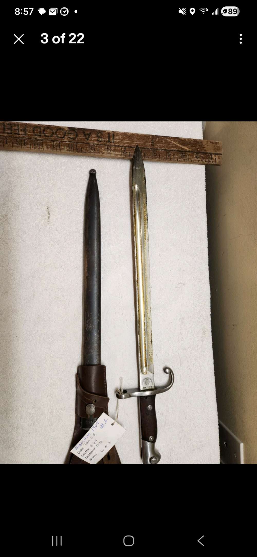 Argentine Model 1909 Mauser Sword Bayonet Matching Scabbard WKC Solingen H8-img-2