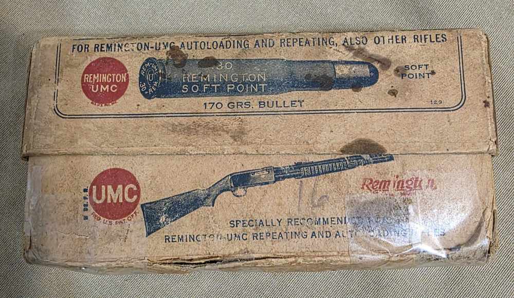 Rare! Vintage 30 Remington ammo 18 Rounds. Two Piece Box. Remington UMC.-img-0
