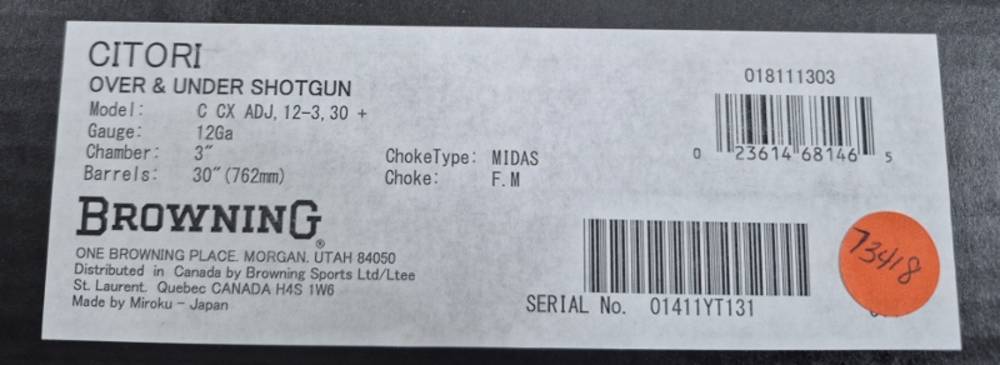 NIB BROWNING CX ADJ 12GA 30" BOX-img-15