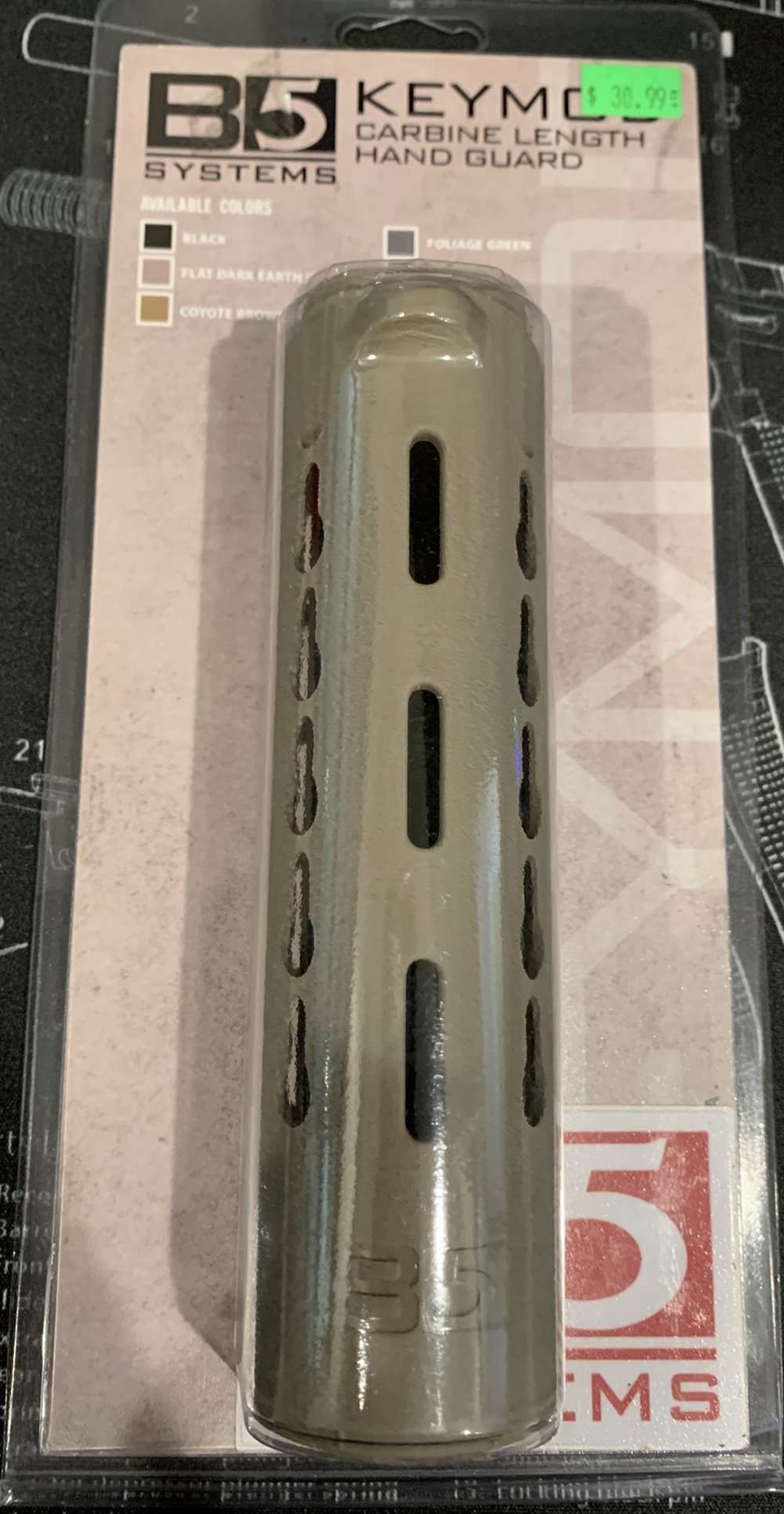 B5 Systems 7" KeyMod Carbine Length Handguard - FDE - HGC-002-01-img-0