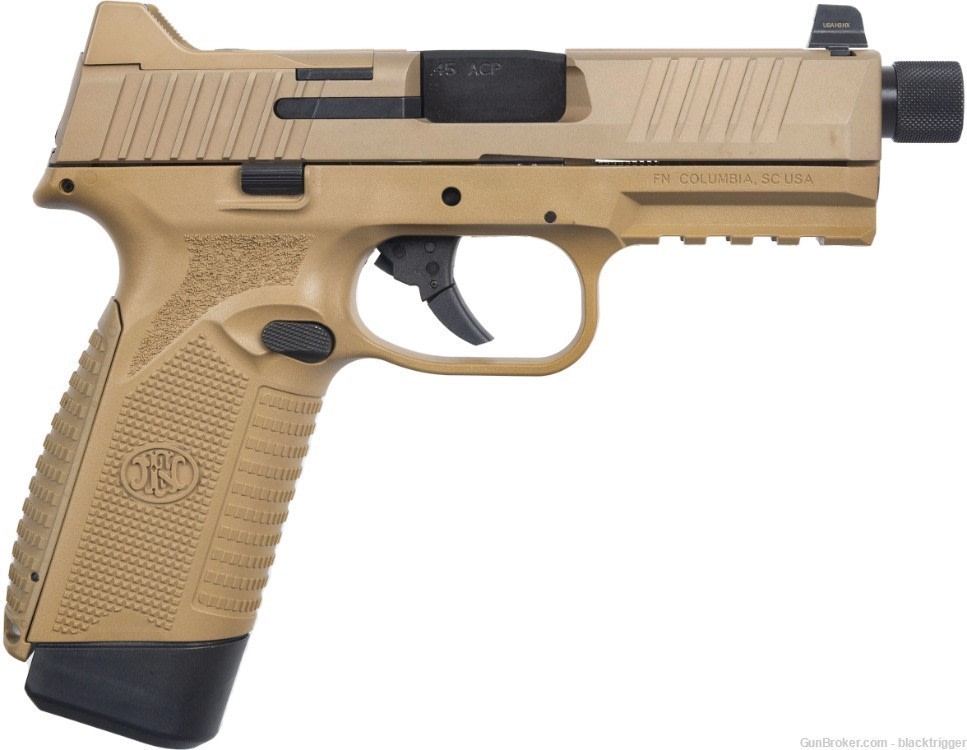 FN 66101386 545 Tactical 45ACP 10+1 4.71" Flaat Dark Earth TB Optic Cut FDE-img-2