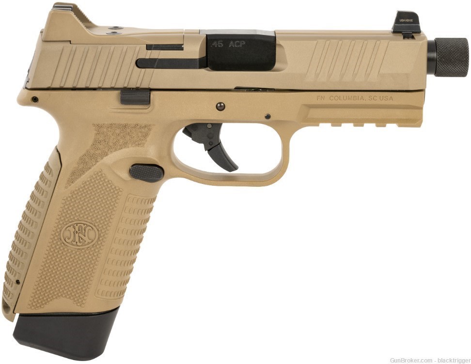 FN 66101386 545 Tactical 45ACP 10+1 4.71" Flaat Dark Earth TB Optic Cut FDE-img-1