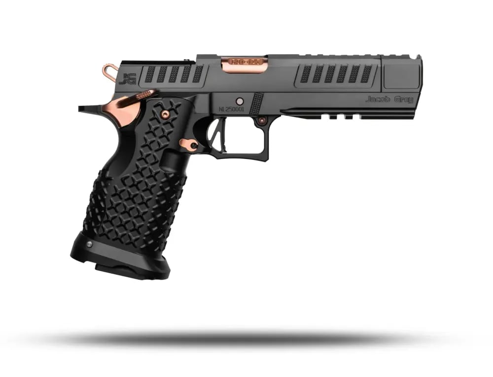 Jacob Grey Nox 9 - 5" Comped Barrel (9mm) - Optics Ready - Black/Copper PVD-img-1