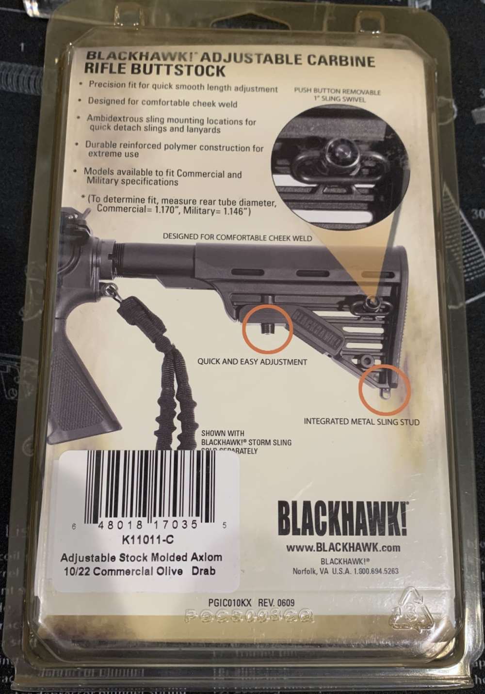 Blackhawk Adjustable AR/M4 Buttstock  - Olive Drab - K11021-C-img-2