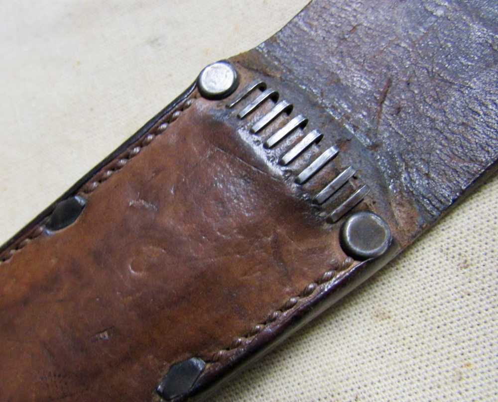 Original Early WWII M3 PAL Blade Marked Fighting Knife W/ Leather Scabbard-img-11