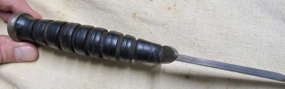 Original Early WWII M3 PAL Blade Marked Fighting Knife W/ Leather Scabbard-img-4